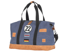 Load the image into the gallery, Sac de Voyage Week-end 24H - Bleu, Personnalisable et Raffiné en Coton avec Patch - LÉGENDE