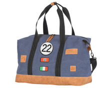Load the image into the gallery, Sac de Voyage Week-end 24H - Bleu, Personnalisable et Raffiné en Coton avec Patch - LÉGENDE