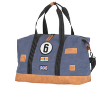 Load the image into the gallery, Sac de Voyage Week-end 24H - Bleu, Personnalisable et Raffiné en Coton avec Patch - LÉGENDE