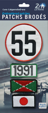 Load the image into the gallery, 4 Patchs Brodés Scratch (Pour Sacs LÉGENDE) – Victoire Mazda 1991 – 24H LÉGENDE