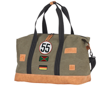 Load the image into the gallery, Sac de Voyage Week-end 24H - Kaki, Personnalisable et Raffiné en Coton avec Patch - LÉGENDE