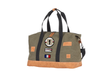 Load the image into the gallery, Sac de Voyage Week-end 24H - Kaki, Personnalisable et Raffiné en Coton avec Patch - LÉGENDE