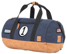 Load the image into the gallery, Sac de Voyage Polochon 24H - Bleu, Personnalisable et Élégant en Coton avec Patch - LÉGENDE