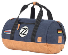 Load the image into the gallery, Sac de Voyage Polochon 24H - Bleu, Personnalisable et Élégant en Coton avec Patch - LÉGENDE
