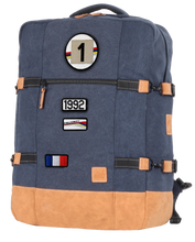 Load the image into the gallery, Sac de Voyage Cabine 24H - Bleu, Personnalisable et Chic en Coton avec Patch - LÉGENDE