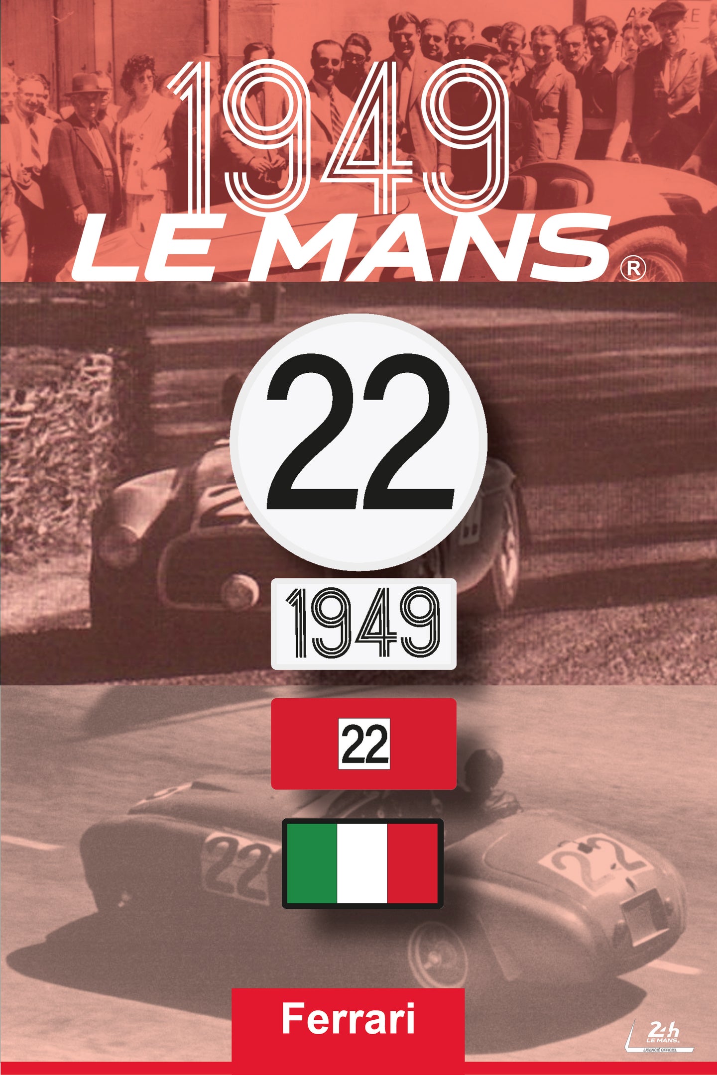 4 Patchs Brodés Scratch (Pour Sacs LÉGENDE) – Victoire Ferrari 1949 – 24H LÉGENDE