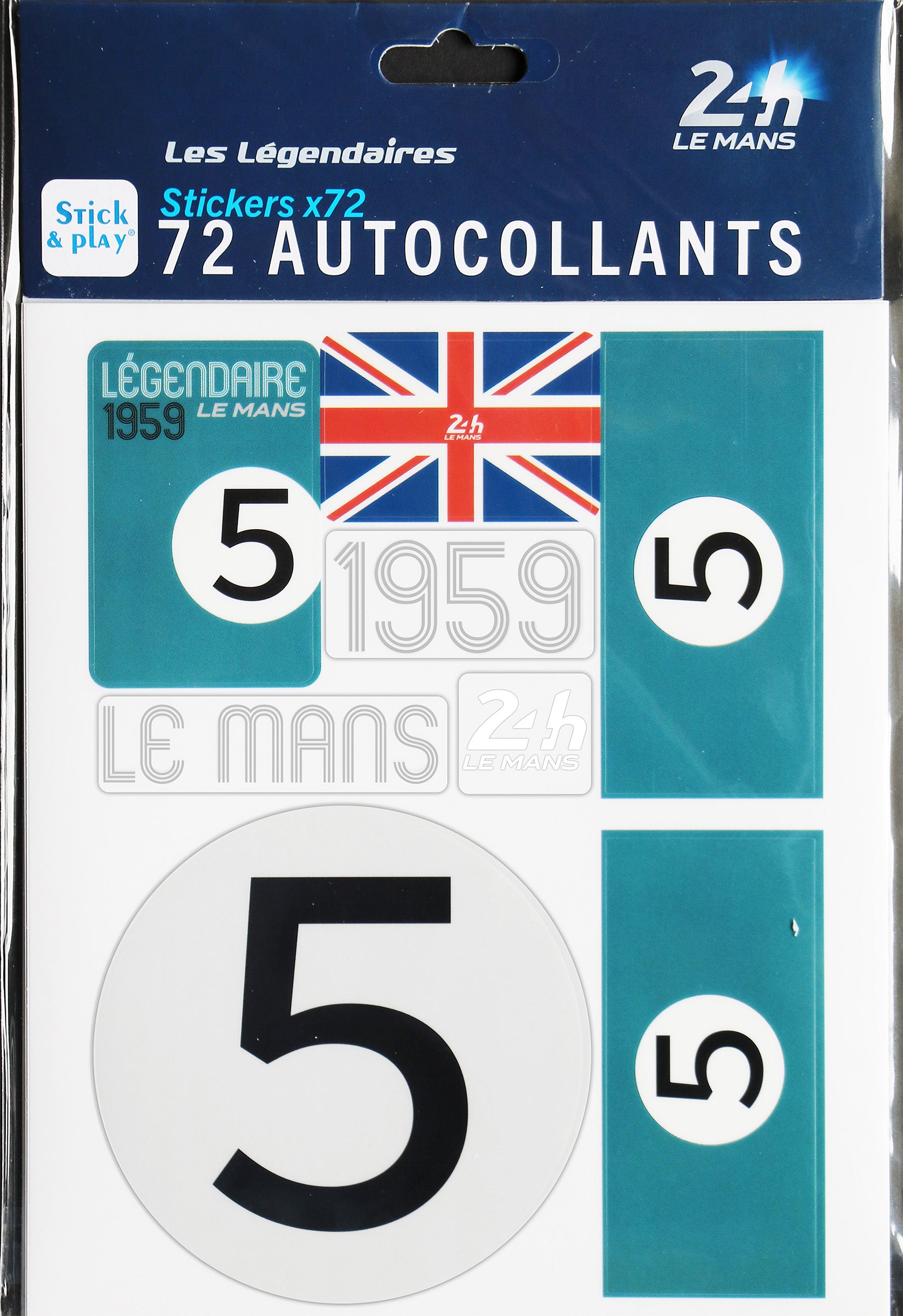 24H LEGENDE - Pochette de 5 planches d'autocollants repositionnables - 1959