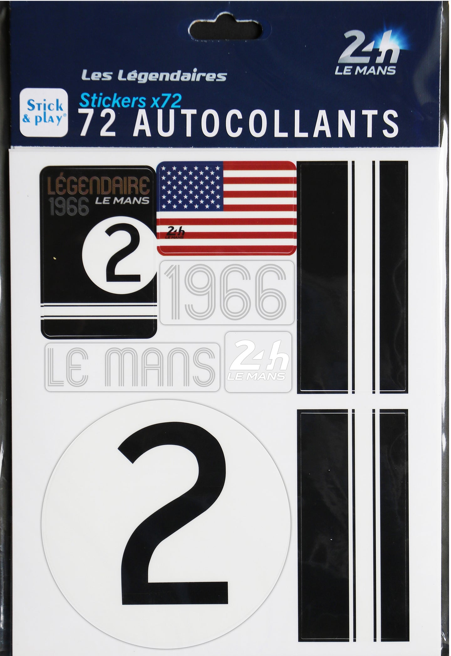 24H LEGENDE - Pochette de 5 planches d'autocollants repositionnables - 1966 - Noir