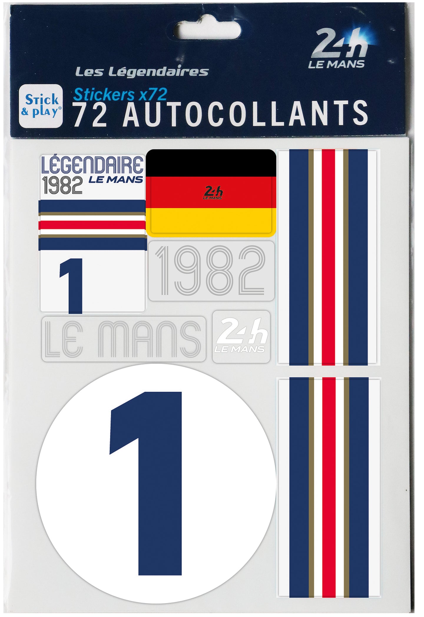 24H LEGENDE - Pochette de 5 planches d'autocollants repositionnables - 1982