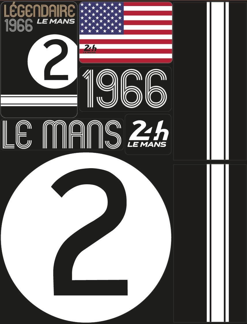 24H LEGENDE - Pochette de 5 planches d'autocollants repositionnables - 1966 - Noir
