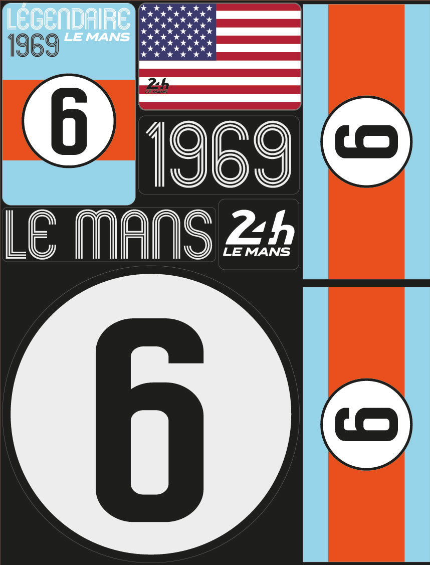 24H LEGENDE - Pochette de 5 planches d'autocollants repositionnables - 1969