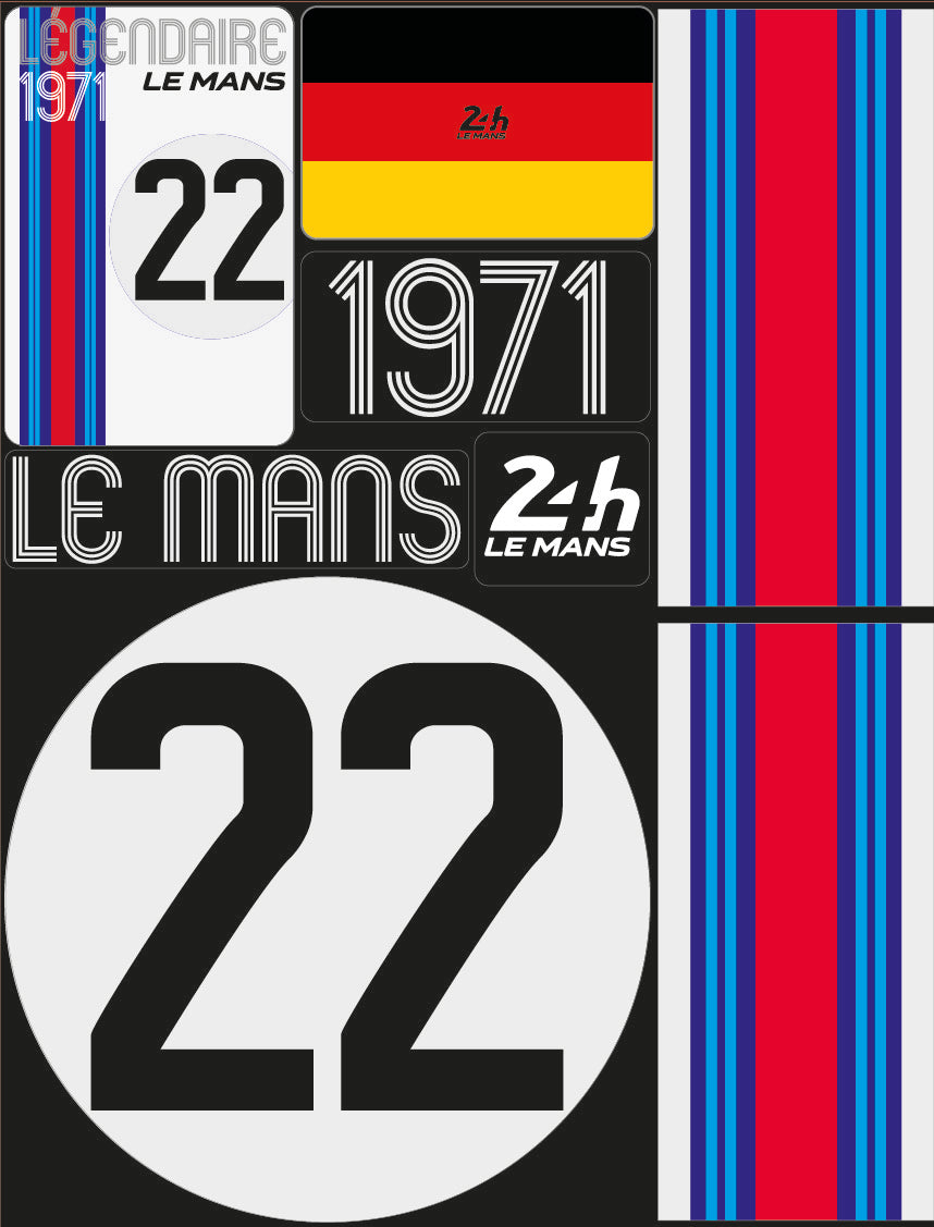 24H LEGENDE - Pochette de 5 planches d'autocollants repositionnables - 1971